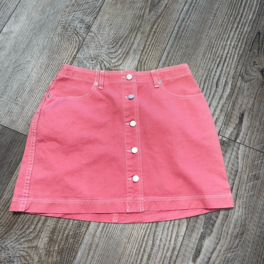 Vintage GAP pink rose mini button up skirt 80s 90s back to school 8 - Picture 2 of 8